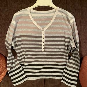 Charter Club half-button down ombré striped down long sleeve